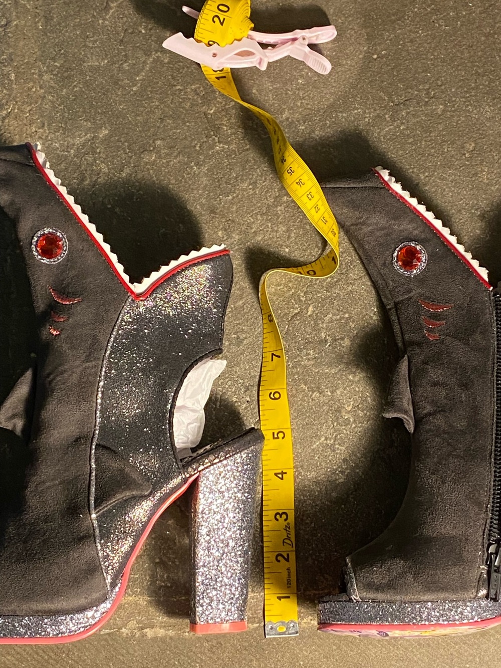 RARE Irregular Choice SHARK BITE boots,open toe,platform heels,shark face/teeth - Picture 16 of 16